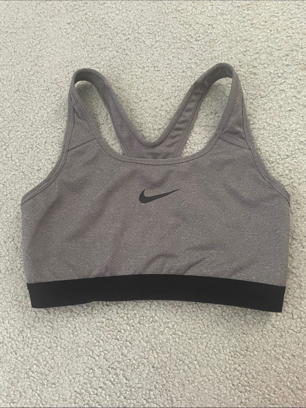 Nike Women's Heather Gray Sports Bra with Black Band